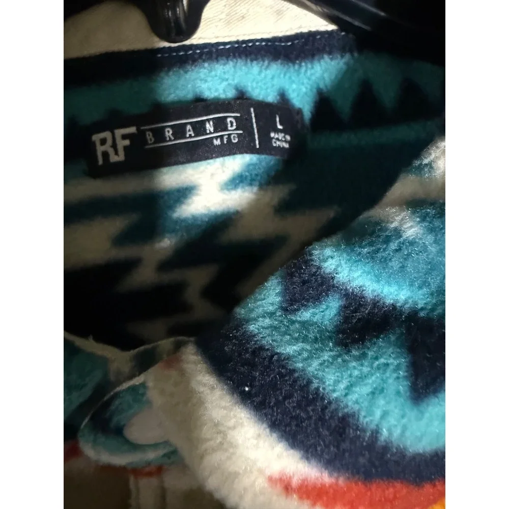 RF Brand Aztec Fleece Shirt Jacket Mens Large Southwestern Snap Front